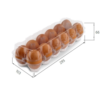 Embalagem 12 ovos de galinha/pinos em PET