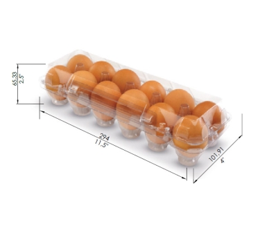 Embalagem 12 ovos de galinha/abas em PET